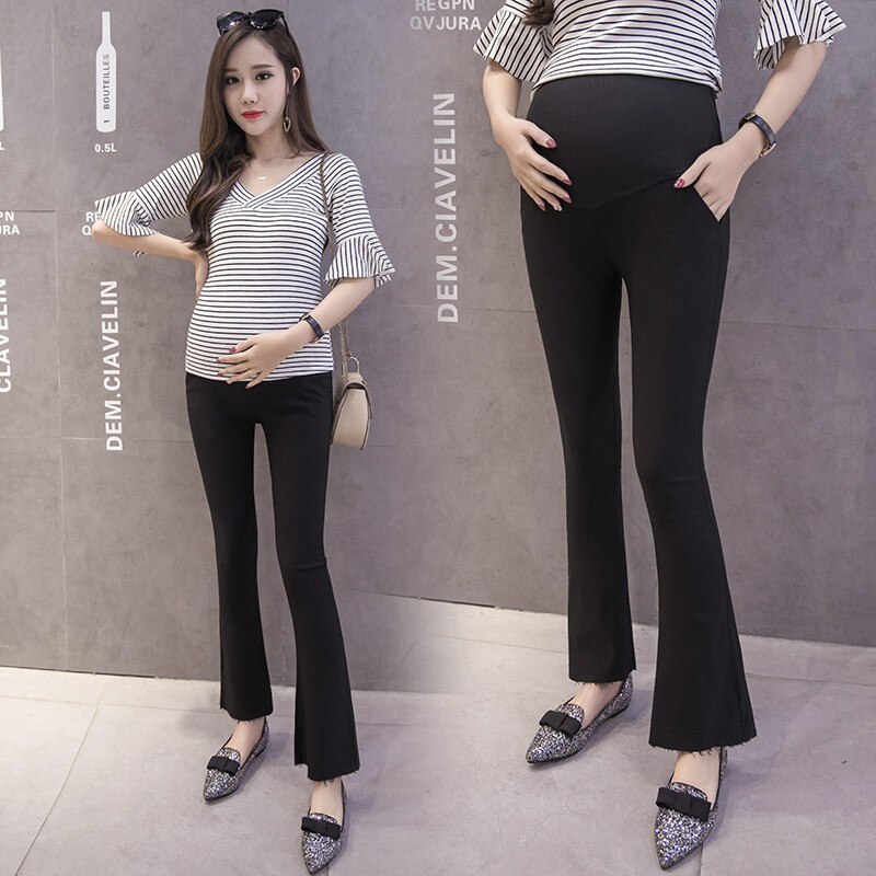 Elastic Waist Belly Maternity Pants OL Office Ladies Formal Work Wear Trousers Clothes For Pregnant Women Maternity Wide Pants