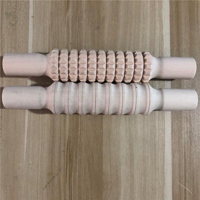 Pottery Mud Stick Pottery Ceramics Plastic Clay Carving Tools Solid Wood Printed Texture Mud Stick Mud Forming Tool: 2 pcs1
