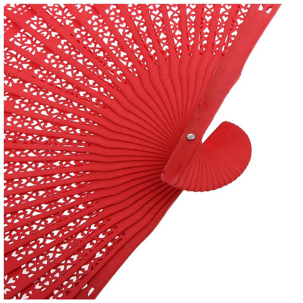 Vintage retro houten handtas ventilator gesneden holle handventilator opvouwbare ventilator, rood