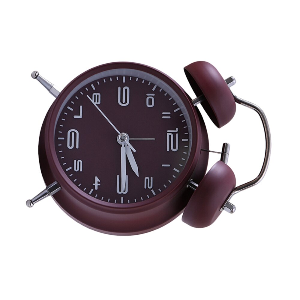 1PC Students Alarm Clock Simple Bedroom Desk Clock Cartoon with Night Light Alarm Clock Mute Alarm Clock Retro Ringing: Claret
