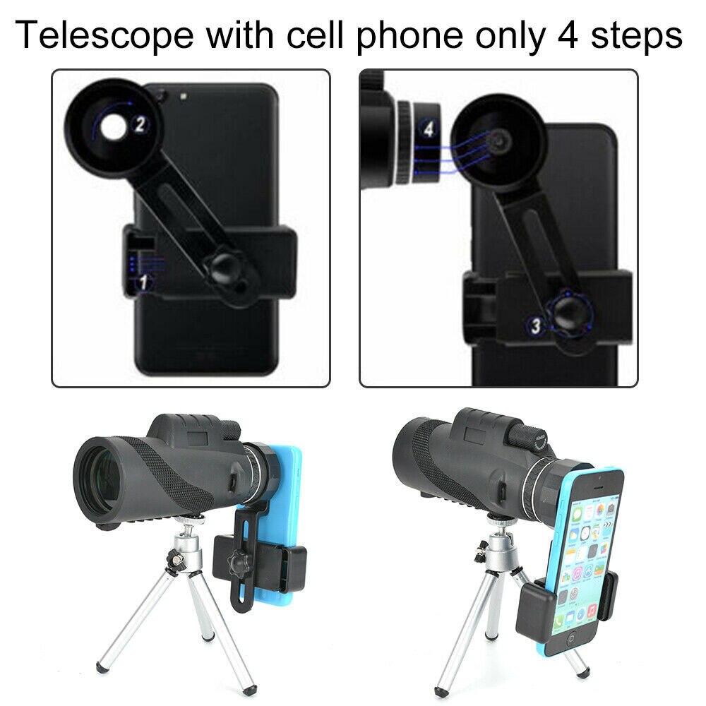 Portable Monocular Set BAK4 Glass 100% Reflection Rate Tripod Selfie Adjustable Glass Monocular Tripod And Clip Set