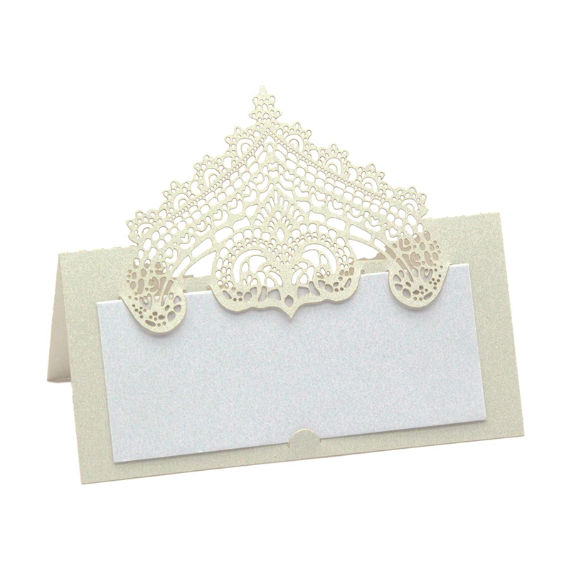 100 Pcs Table Place Cards with White Inserts Crown Tent Cards Name Cards for Wedding Banquets Buffet Bridal: Milk white