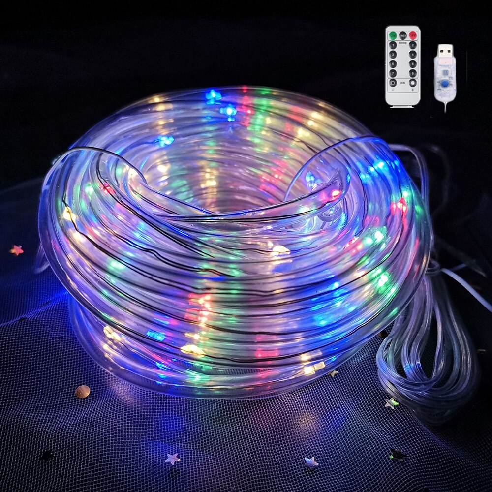 22M/12M LED Rope Light String Garland Waterproof 8 Modes Rainbow Tube Rope Led Strip For Christmas Outdoors Decoration