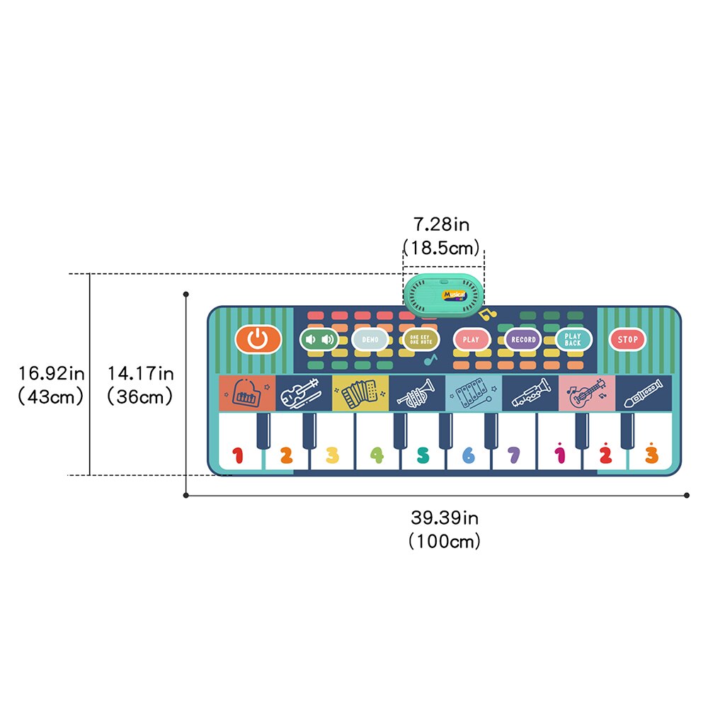 Tapis Musical de grande taille pour bébé, 7 Types, 100x36cm, son d&#39;animal, jeu de musique, Piano, Instrument, jouet, d&#39;éducation préscolaire des enfants