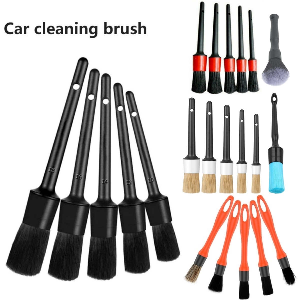 1/5 Uds. Cepillos de limpieza detallado de coches cepillo suave limpiador de ruedas cepillo de eliminación de polvo automático accesorios exteriores interiores de coche