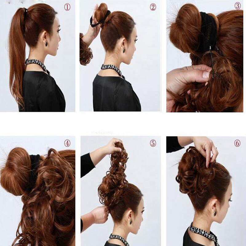 fibra resistente al calor accesorios para el cabello de novia banda rizada Chignon UPDO pelo sintético extensiones de cabello