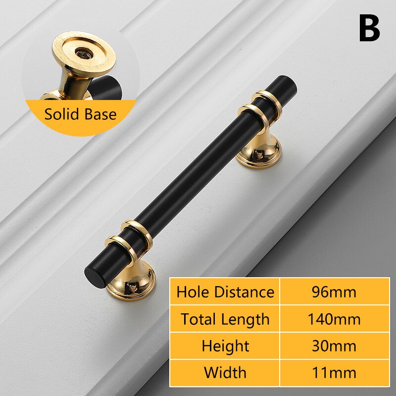 Black Gold Door Handles Kitchen Cabinet Handles Solid Drawer Knobs Modern Aluminum Alloy Furniture Handle Hardware: B