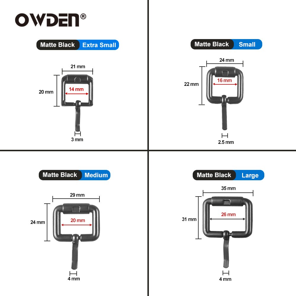 OWDEN Rullelåser Metall Kraftig Håndreim Belte web Juster Rektangulære ringetone