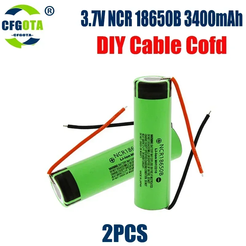 10 STÜCK 100 % Original 18650 Akku 3400 mAh 3,7 V Lithium-Akku NCR18650B Geeignet für Taschenlampenbatterie + DIY-Draht: Lila