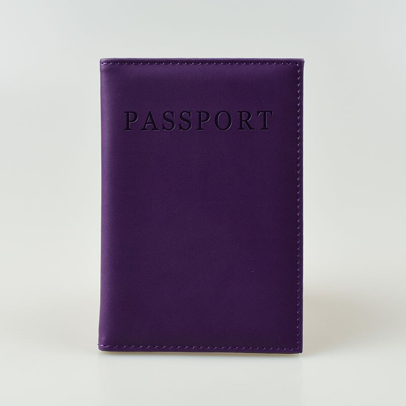 DIKEDAKU Simple Women Passport Cover Pink Travel Pu Leather Passport Holder Wallets Solid Girls Protect Passport Pocket: Purple