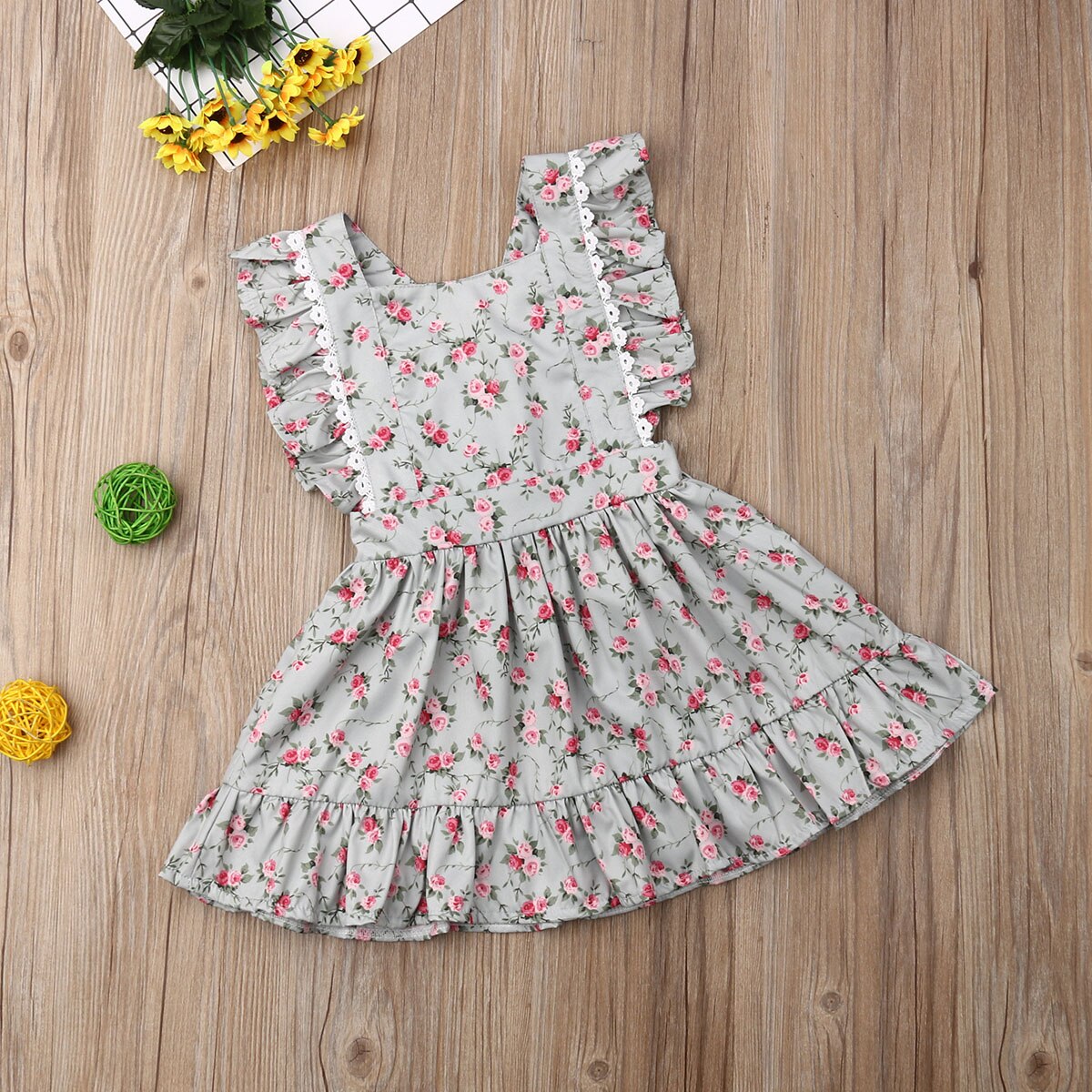 Familie Passenden Outfits Kleine schwester und Große Schwester Passenden Blumen- Kleid und Strampler