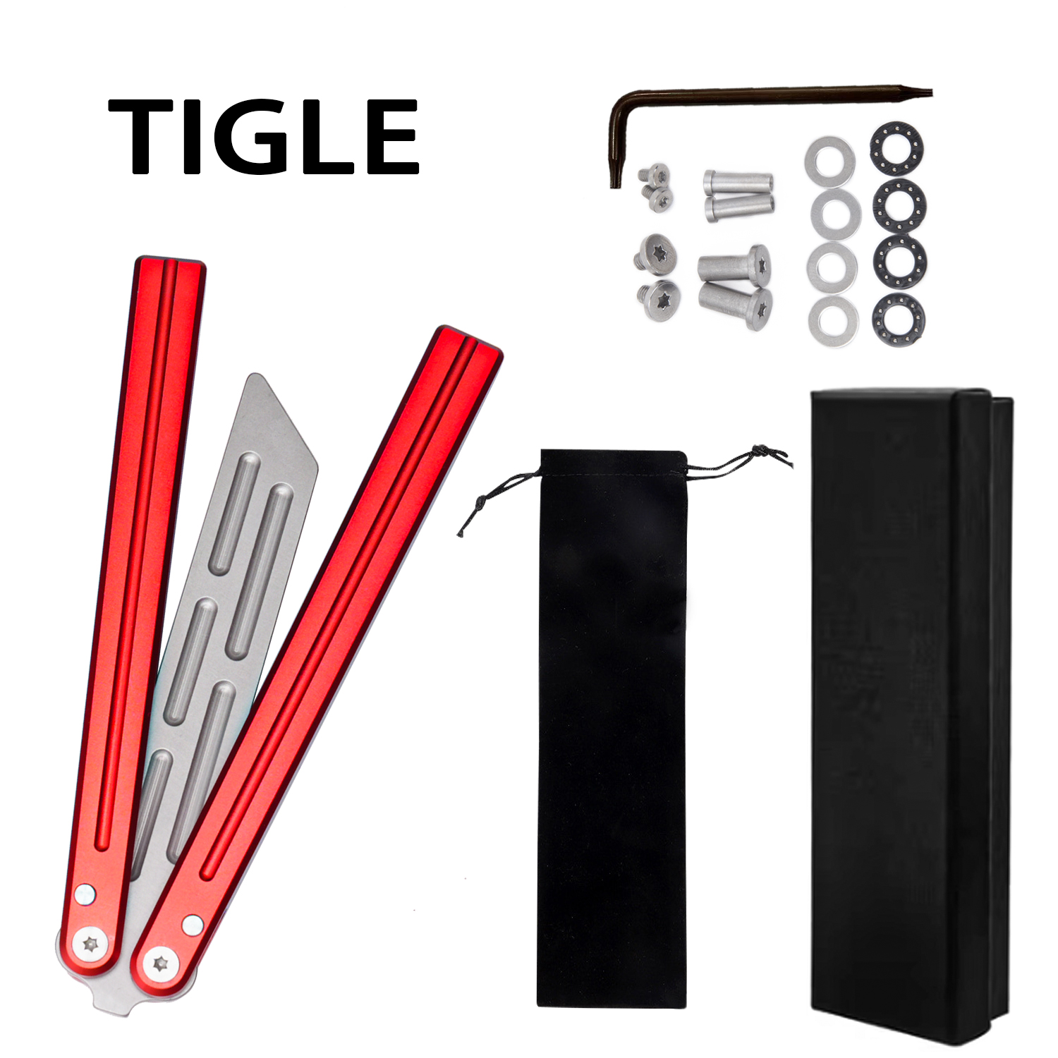 TlGLE Barison Aluminum Alloy HandleFoldable 3r13 Steel Blade Without CuttingEdge Blade Secure Outdoor Practice Blue: Red