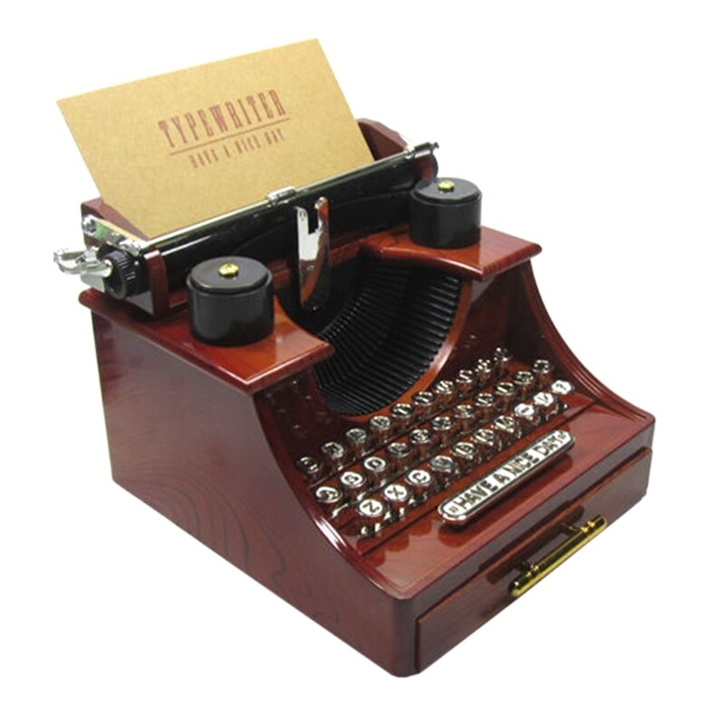 Caja de música de máquina de escribir Vintage, cajas musicales antiguas, juguete mecánico para de cumpleaños, Q6PD
