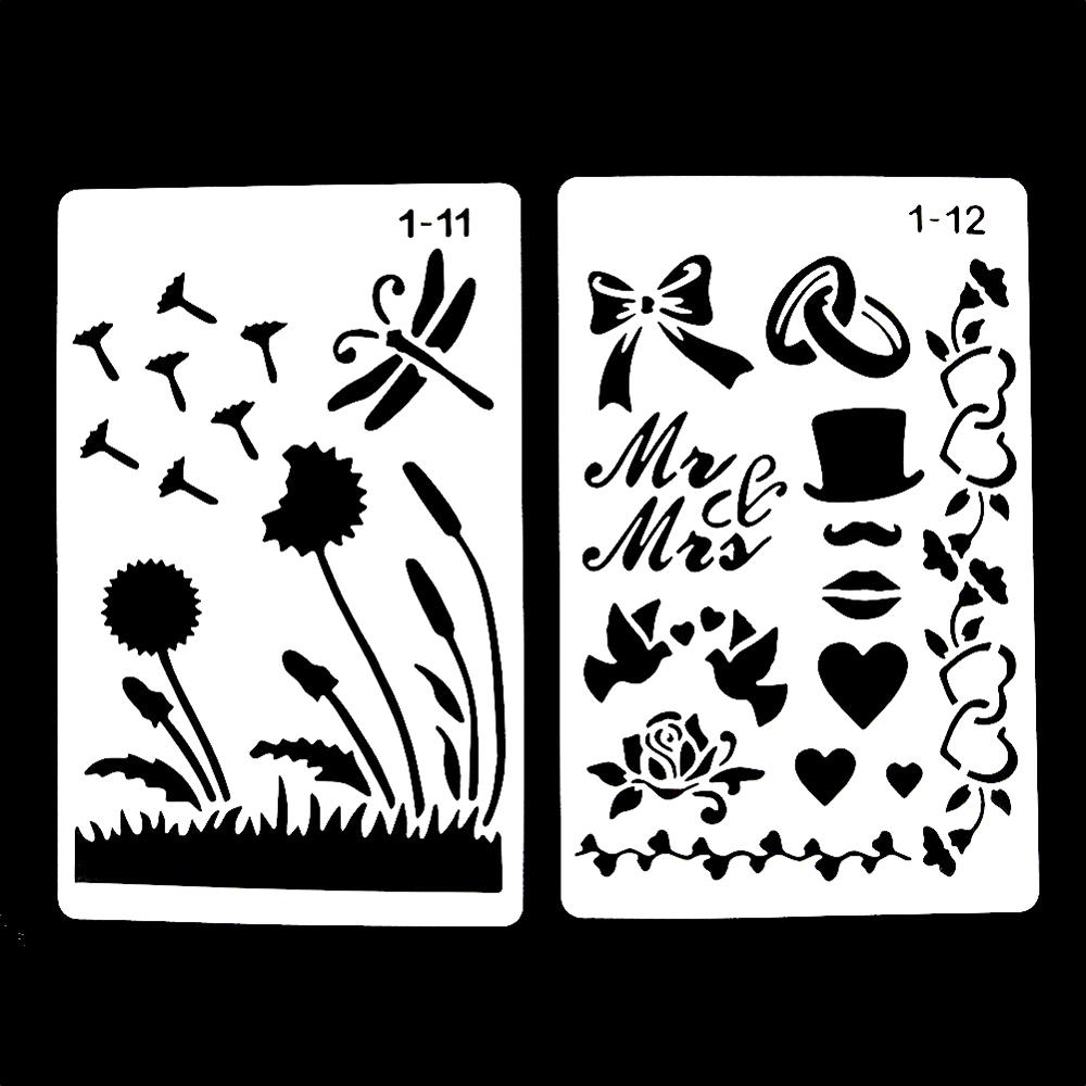 12 DIY Malerei Vorlage Hohl Graphics Home Wand Malerei Dekoration Sammelalbum Album Tagebuch Zeichnung Präge Schablonen