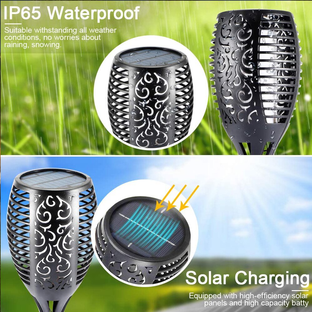 12LED 33LED Solar Flame Torch Light Flickering Waterproof Garden Decor Landscape Lawn Lamp Path Lighting Torch Outdoor Light