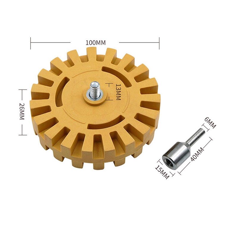 GTBL ensemble de 4 kits de dissolvant de décalcomanie de voiture, y compris gant de Chenille/grattoir/roue de gomme en caoutchouc de 4 pouces/Kit adaptateur de forage