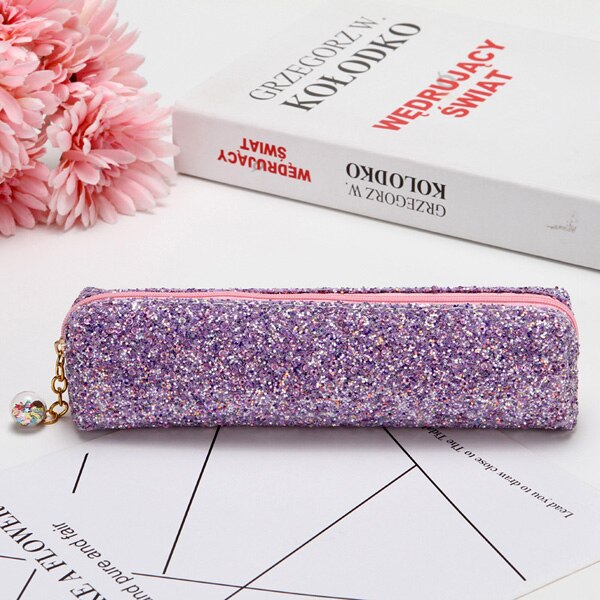 Pennal paljett rosa søt astuccio glitter for jenter piornik pennenzak okul kalem kutusu piurnik kotak pensil skoleutstyr: F