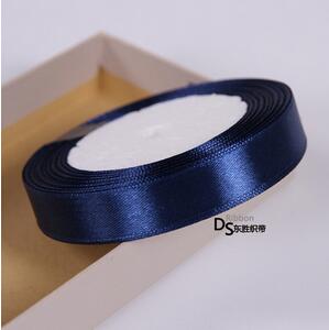 Fita de cetim de poliéster, 25 jardas, 22 metros, azul marinho, tecido, natal, festa de casamento, baile, decoração, bolo, envoltório, acessórios diy: 15 mm