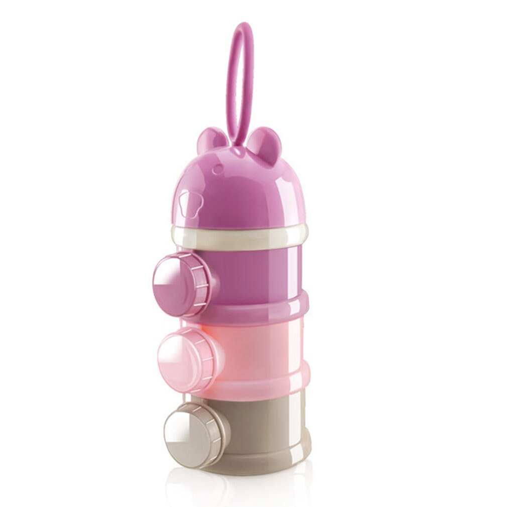 Milk Powder Box Portable Four-Layer Milk Powder Box Independent Layered Storage Box Cartoon Pig Milk Powder Box: Purple