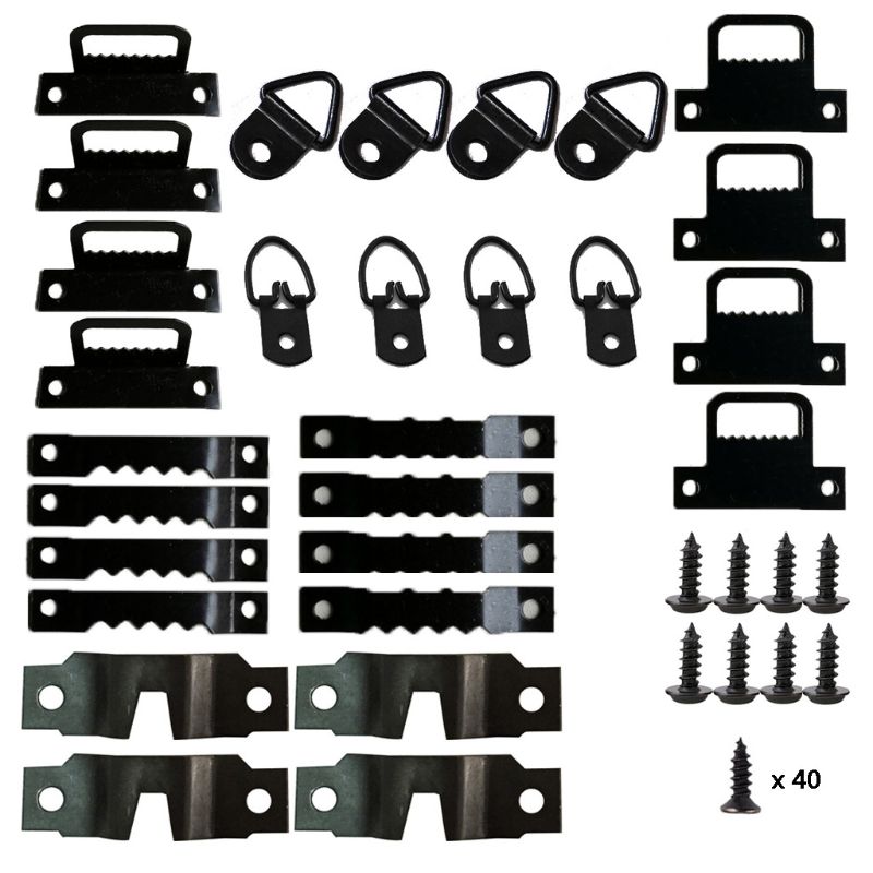 Foto Fotolijst Opknoping Haak Kit Gekarteld Hanger Hardware Muur Gemonteerd Zwart
