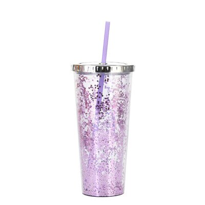 Color Sequins Tumblers Cup Straw Cold Cup with Lid Cups with Lids and Straws Mug Plastic Straight Cup Water Cups: 8