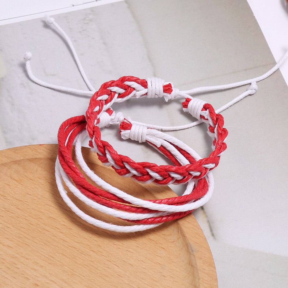 Vintage bohemia stil flätad rep wrap dam armband set flerfärgade justerbara armband män smycken