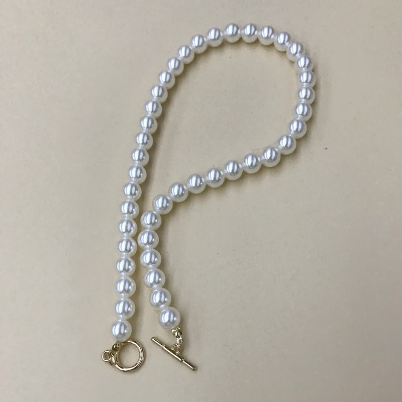 Punk Imitation Perle Choker Halskette Kragen Erklärung Gold Farbe Lasso Anhänger Halskette für Frauen Schmuck collier femme chocker