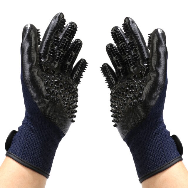 Pet Hair Grooming Glove for Cat Soft Rubber Pet Hair Remover Clean Comb Dog Horse Cat Shedding Bathing Massage Brush Animals: Blue