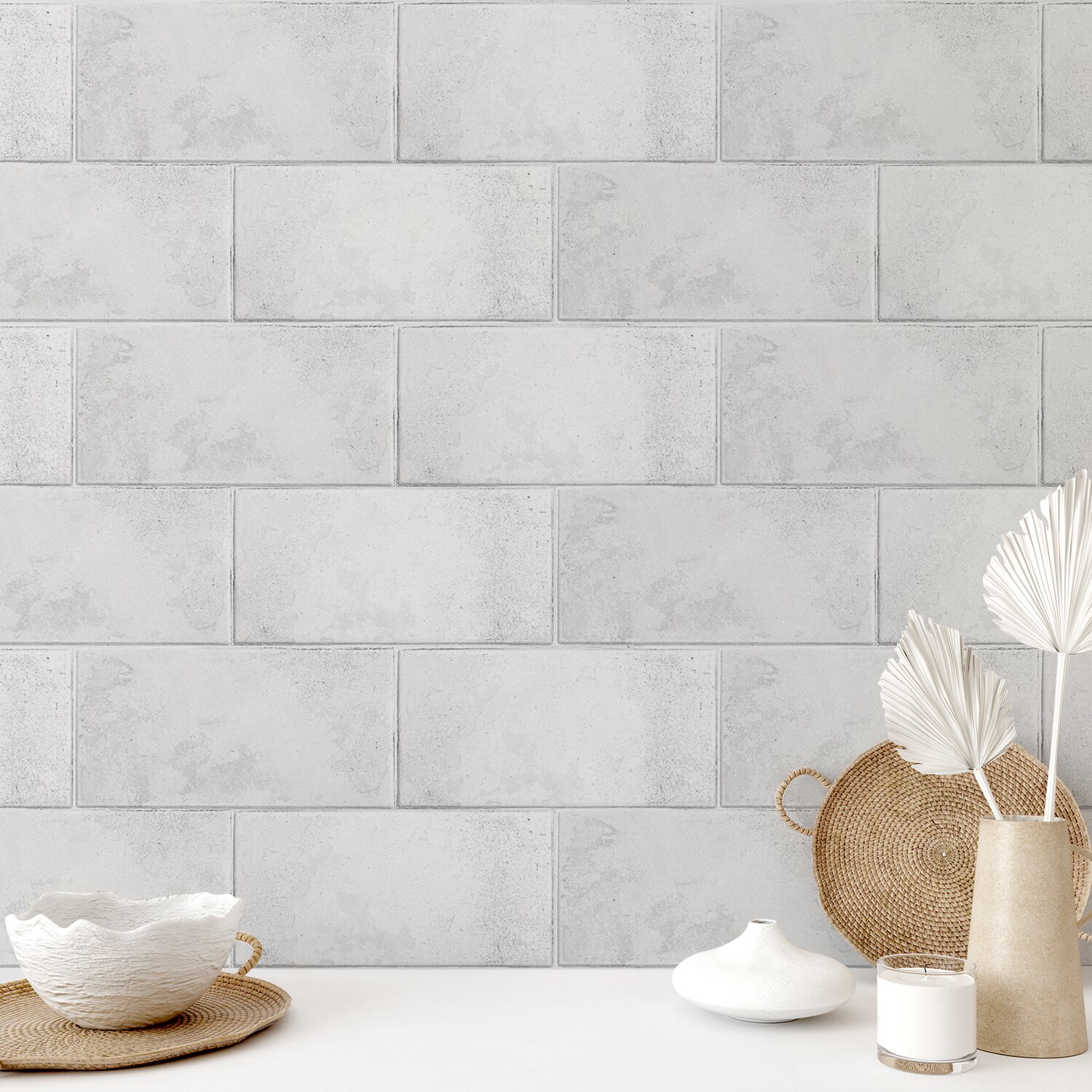 Funlife® 30x15cm White Stone Brick Thick Tile Stickers Waterproof Wall Stickers Self-Adhesive Kitchen Backsplash Fireplace Decor