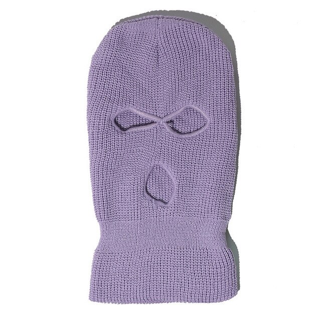 Safety Protective Hard Windproof Winter Thermal Face Shield Plush Climbing Riding Equipment Helmet Adjustable: Light purple