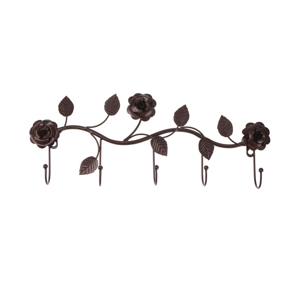 Elegance metal over døren køkken badeværelse frakkeholder med negle vægbøjle kroge rosenblade: Mørk bronze