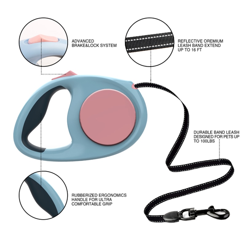 Suprepet pet hondenriem, automatisch intrekbaar voor grote en middelgrote honden, reflecterend touw, puppyriem, hondenaccessoires voor grote honden.