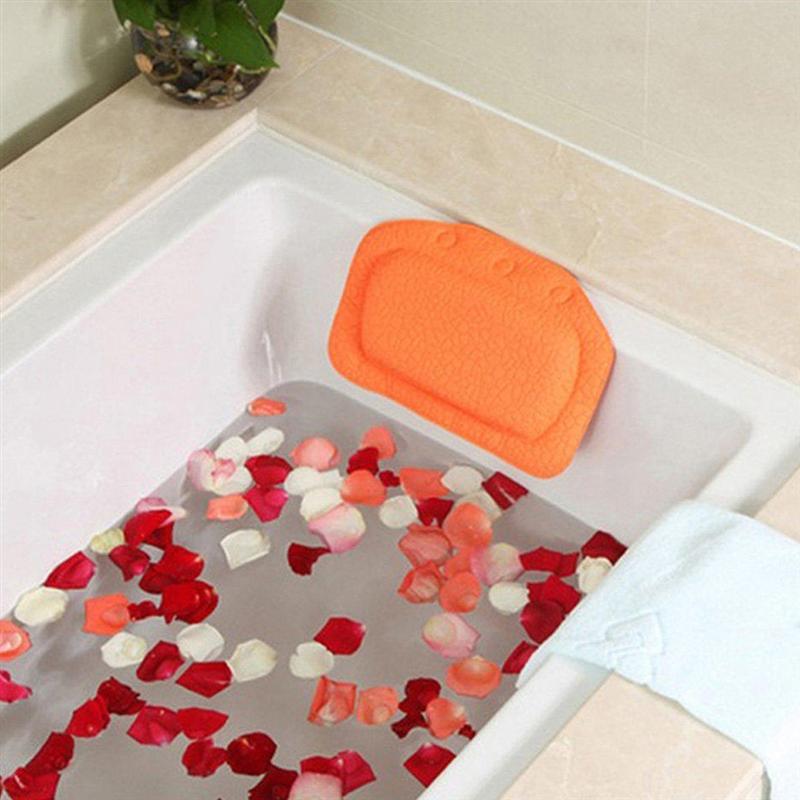 Almohada de baño suave para bañera, reposacabezas de esponja relajante, cojín impermeable con ventosas, almohada de baño con ventosas