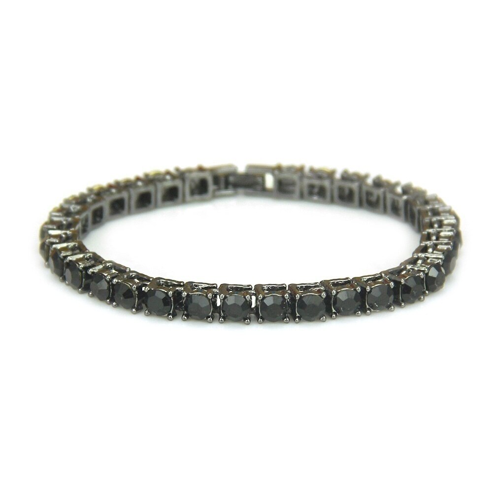 Hüfte hüpfen 1Reihe Rom Bling CZ vereist aus Strass Zirkonia Armbinde Tennis Kette Armbänder Für Frauen Männer Schmuck Weihnachten: Schwarz