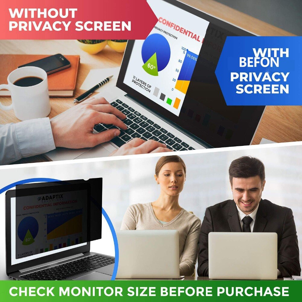 Befon 18.5 Polegada Filtro de Tela Privacidade para Widescreen 16:9 Monitor de Computador Desktop PC Anti espia película Protetora 409 milímetros * 230 milímetros