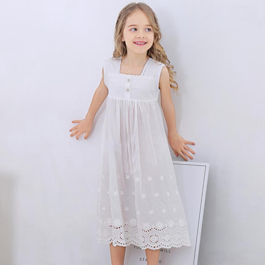 Toddle Girl White Nightdress Princess Dress Children Pajamas Nightgowns For Girls Kids Night Dress Girl Lace Sleeping Dress A270