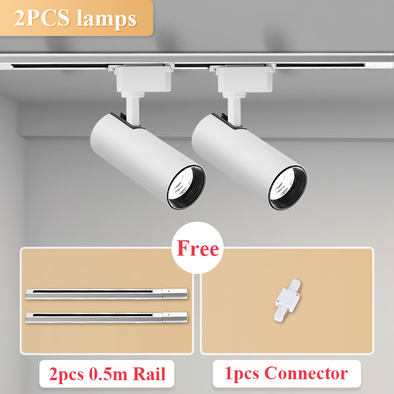 Set Spot Led Track Light Rail 220v Led Ceiling Adjustable Spotlights 30W Fixture Bedroom Kitchen Store Living Room Decor Light: Light Red / Beige