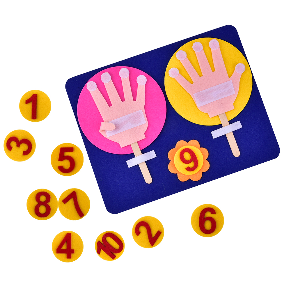 Juguetes Educativos de lana DIY, conjunto de juguetes de fieltro con conteo de números de dedos para niños, enseñanza jardín de infantes Digital, de educación temprana