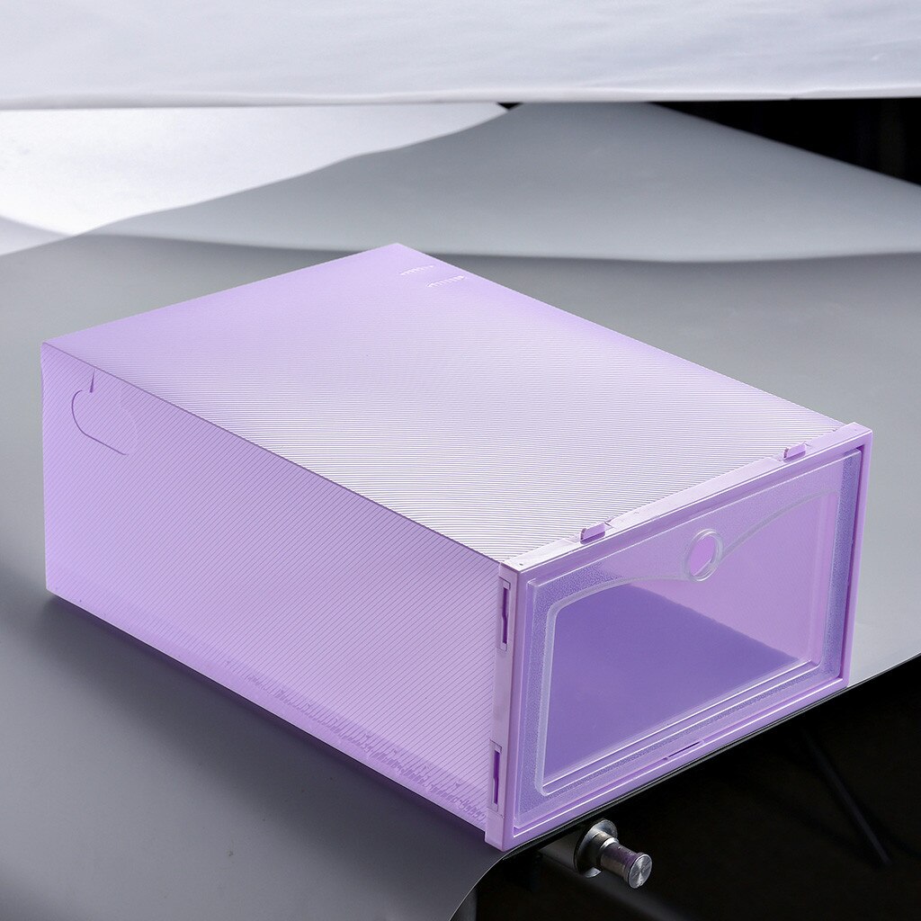 1stackable Transparent Shoe Box Dustproof Storage Box Can Be Superimposed Combination Shoe Cabinet Clamshell Shoe Organizer#P30: Purple S