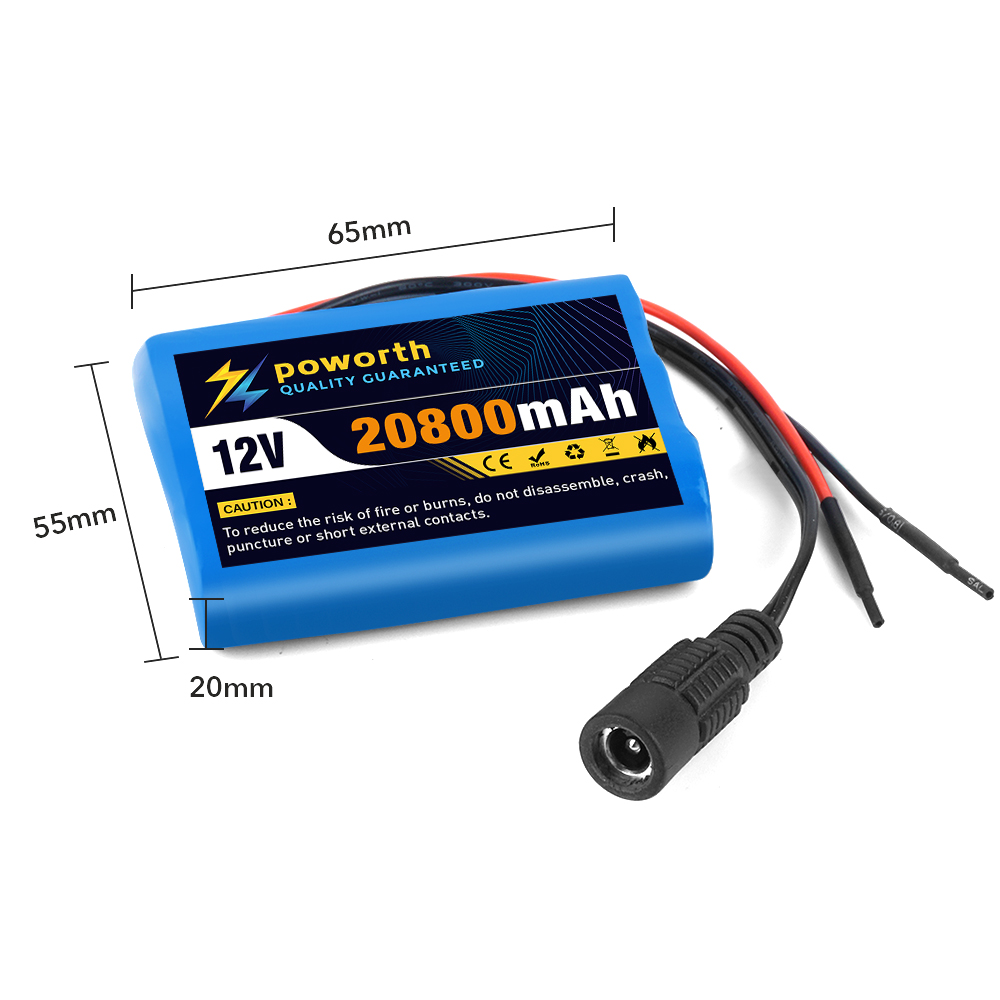 12V 20800mAh 100% nouvelle plaque de Protection 3S1P 12V 20.8Ah batterie 18650 Lithium ion DC 12.6V batterie Super Rechargeable + chargeur