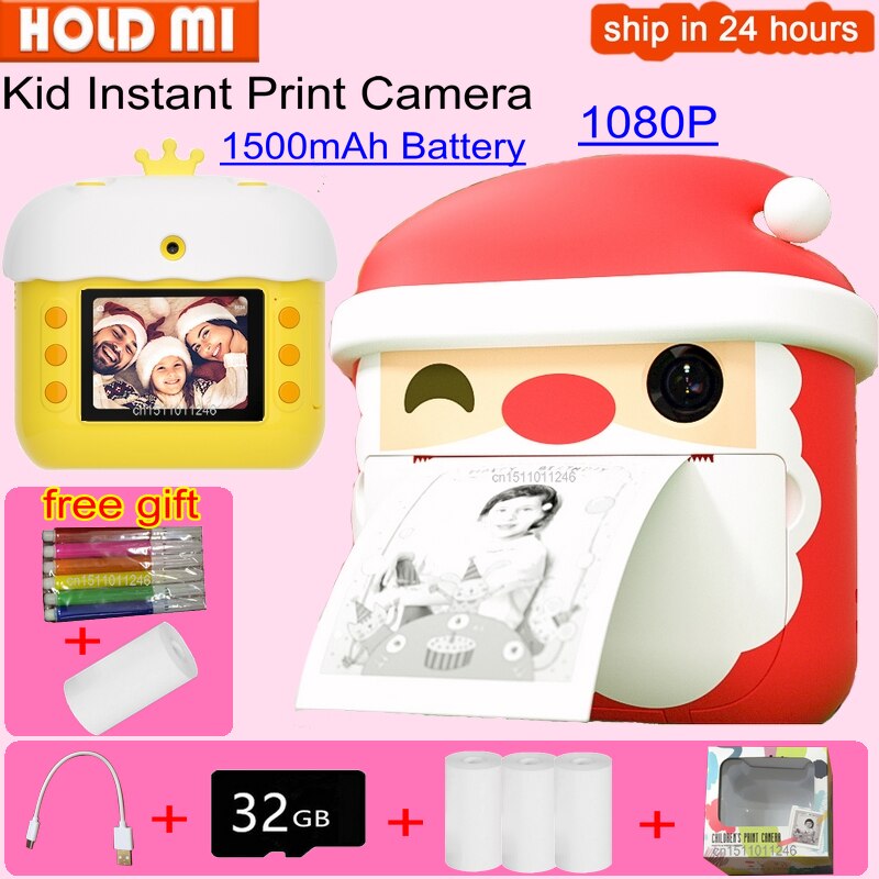 Fotocamera per bambini 1080P HD fotocamera con stampa istantanea per fotocamera per bambini fotocamera digitale con stampante giocattoli di carta fotocamera per regali di compleanno