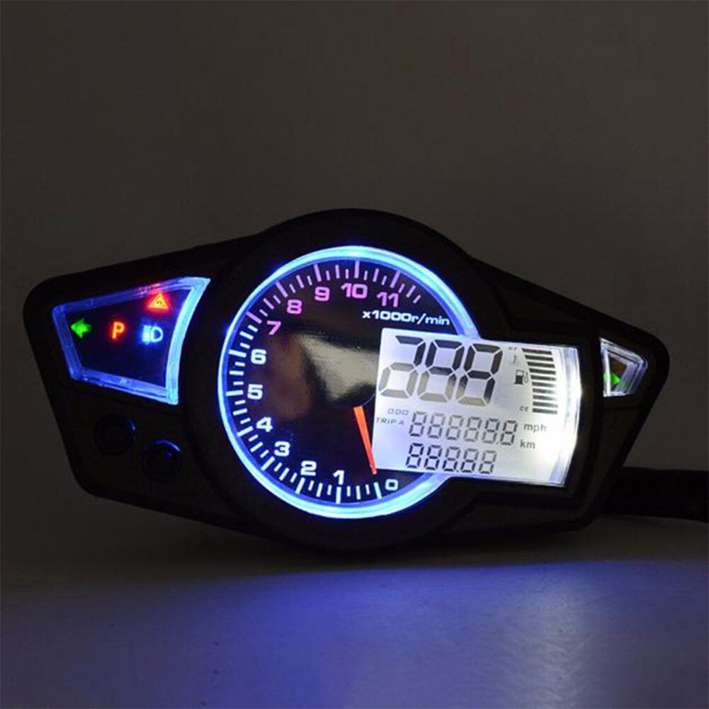Odometer Speedometer Gauge LCD Digital Motorcycle Tachometer Trip Meter