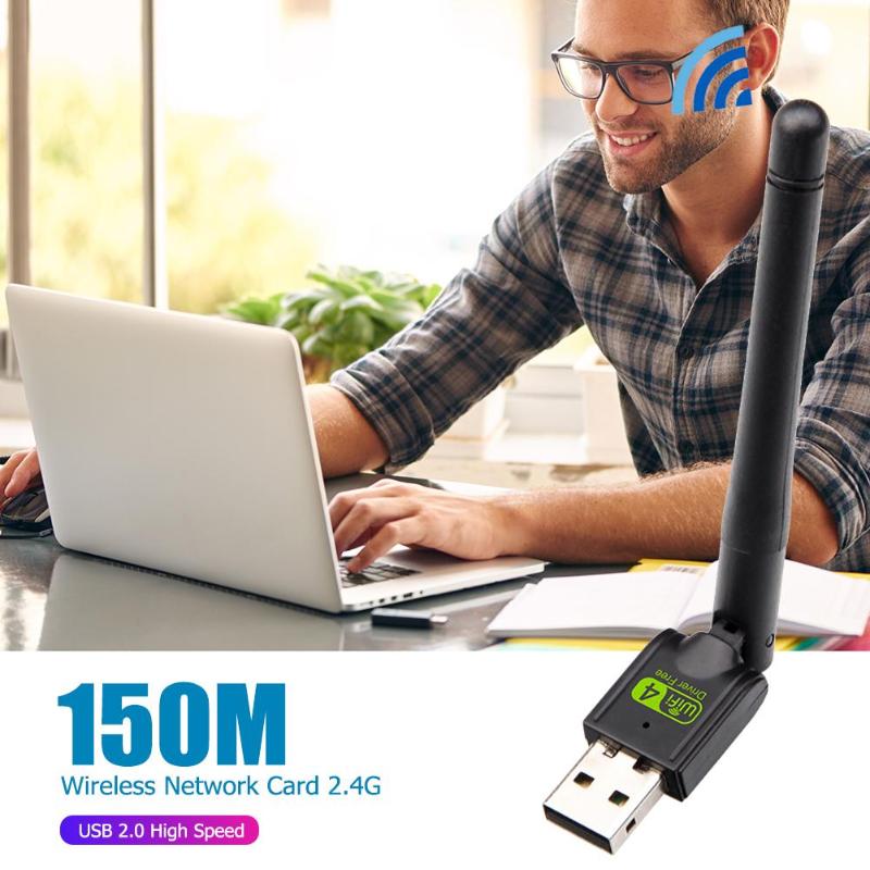2.4g netwerkkaart lan usb wifi-adapter 150 mbps 5 dbi wifi-dongle ethernetontvanger met antenne gratis driver geschikt voor desktop-pc