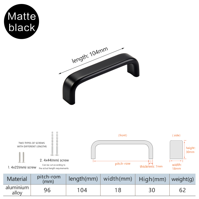 Minimalistisch modern meubilair kastdeur lade lange handgrepen voor badkamerkast zwarte aluminiumlegering: Black