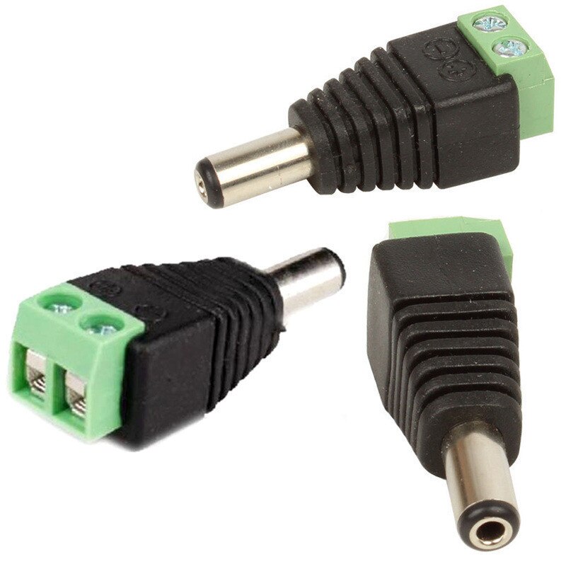 AHCVBIVN Big 100PCS DC Connector CCTV male Plug Adapter Cable UTP Camera Video Balun Connector 5.5 x 2.1mm