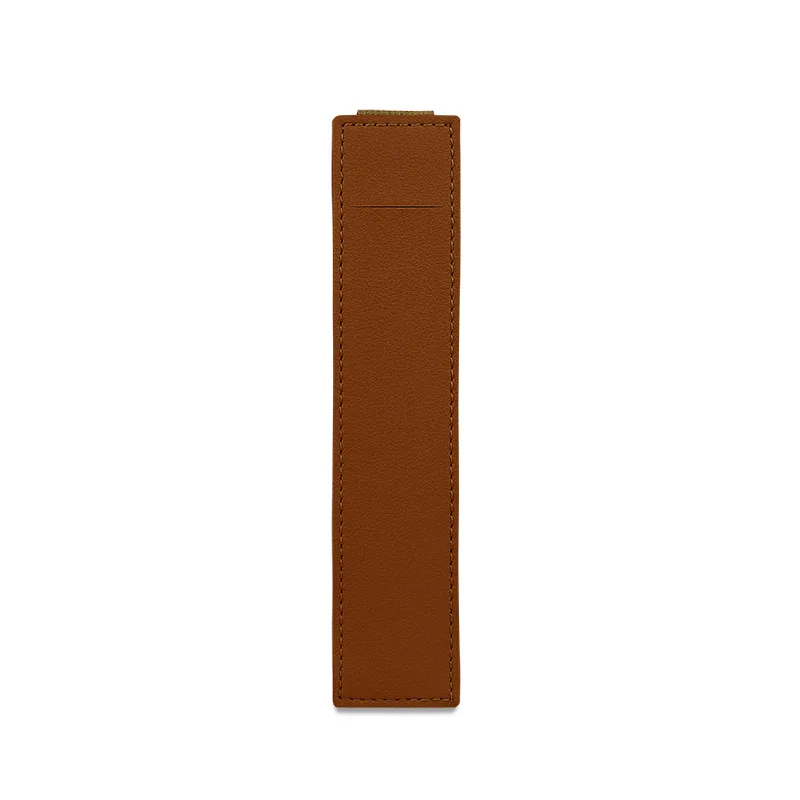Etui van verweerd leer, zwartbruin leren pennenetui, handgemaakt leren etui voor één pen, pennenetui: Chocolade