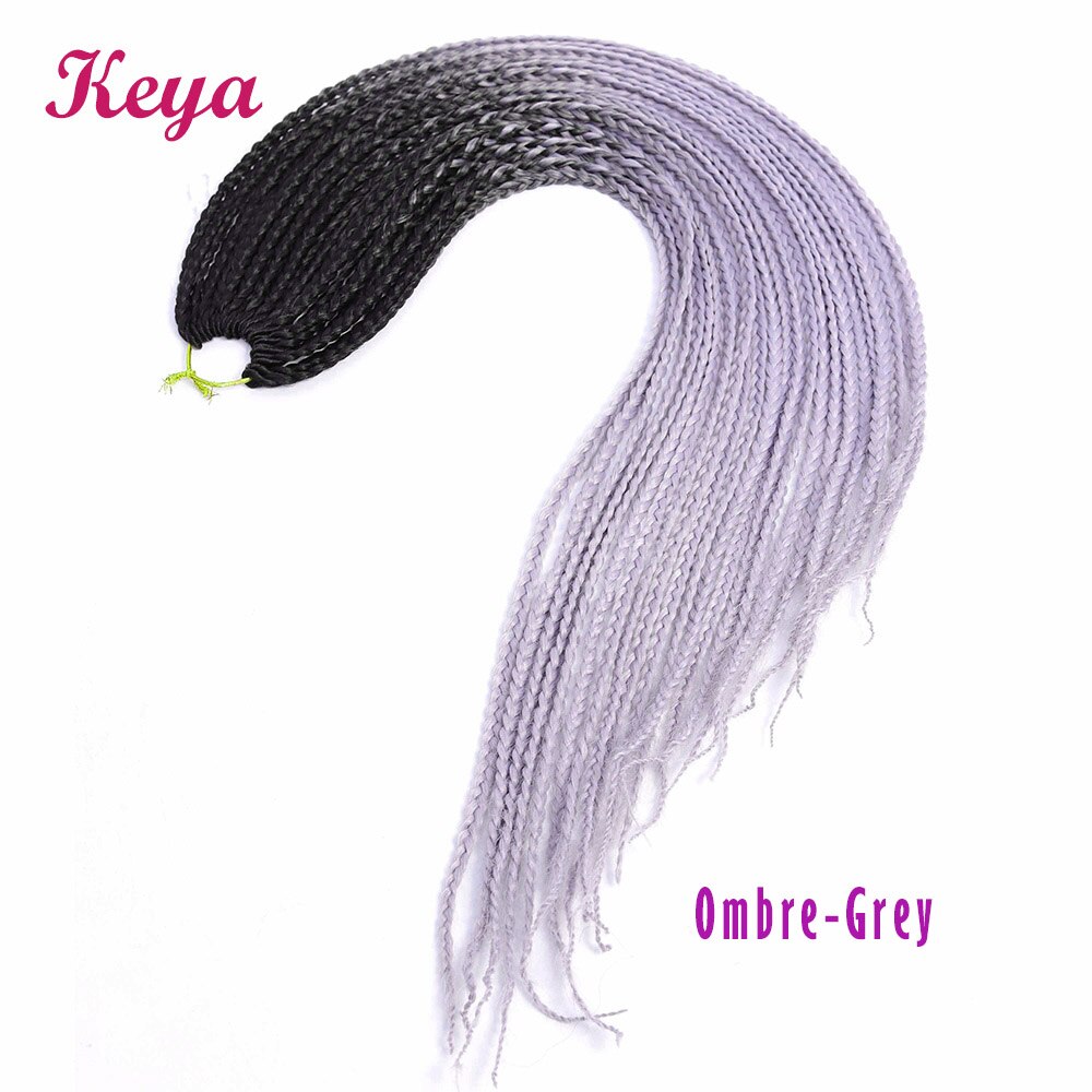 Ombre Pink Crochet Box Braids 24 Strands Synthetic Crochet Hair Extensions 24 Inch Heat Resistant Fiber Braiding Hair: T1B/Grey / 6Pcs/Lot