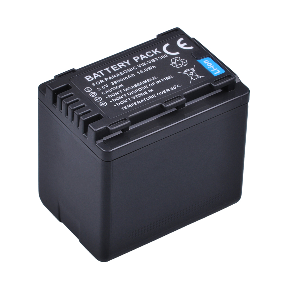 Batería de 3900mAh VW-VBT380 VBT380 VW-VBT190 VBT190 para Panasonic HC-V110, HC-V130, HC-V160, HC-V180, HC-V201, HC-V250,HC-V260, 1 unidad