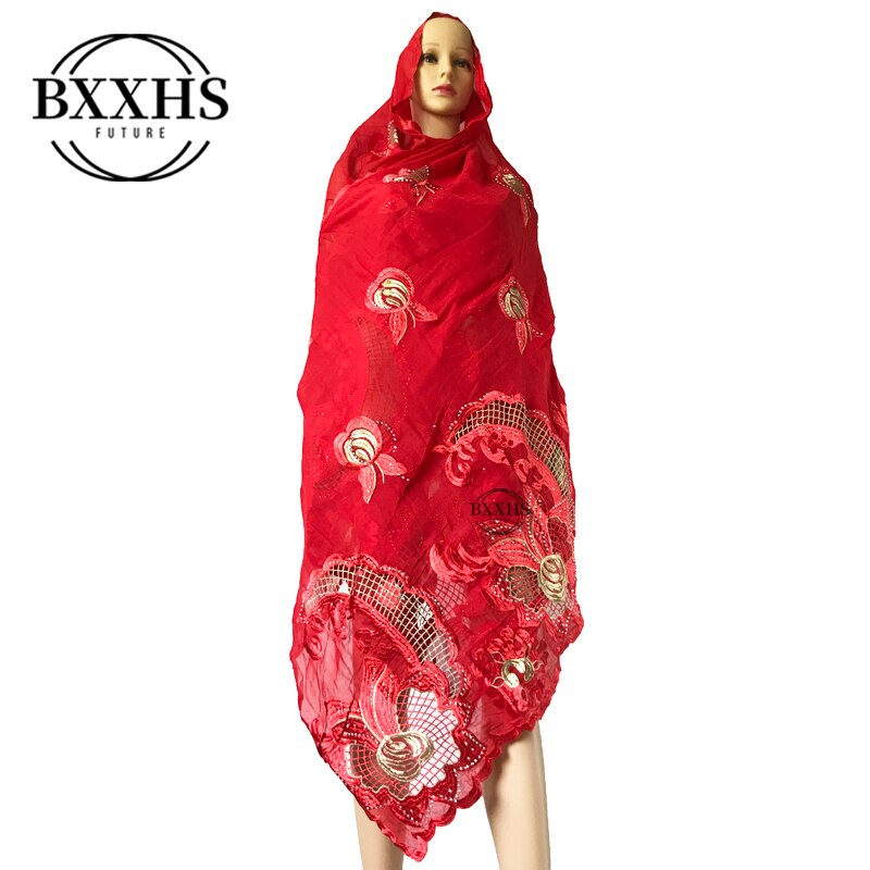 Écharpe africaine pour femmes, grande écharpe brodée 100% coton, avec pierres pour châle, hijab africain,