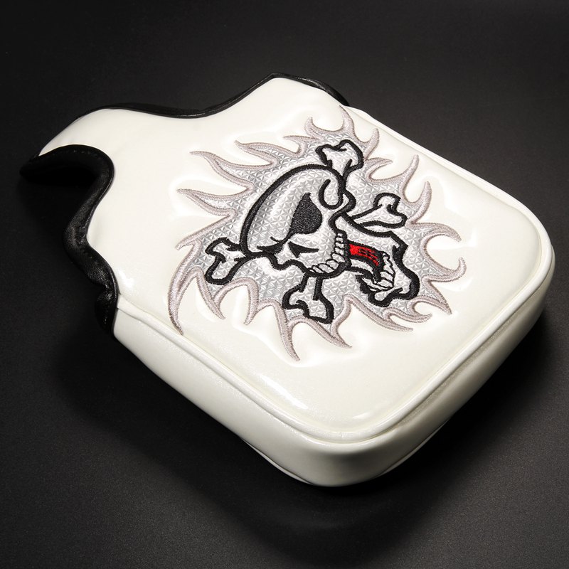 Skull golf putter cover stor klubba golf head cover magnetisk stängning röd vit blå passform för de flesta märken